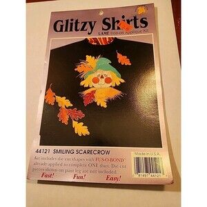 Glitzy Shirts Iron-On Applique Kit New #44121 Smiling Scarecrow Fall granny core